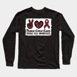 Peace Love Cure Sickle Cell Awareness Long Sleeve T-Shirt